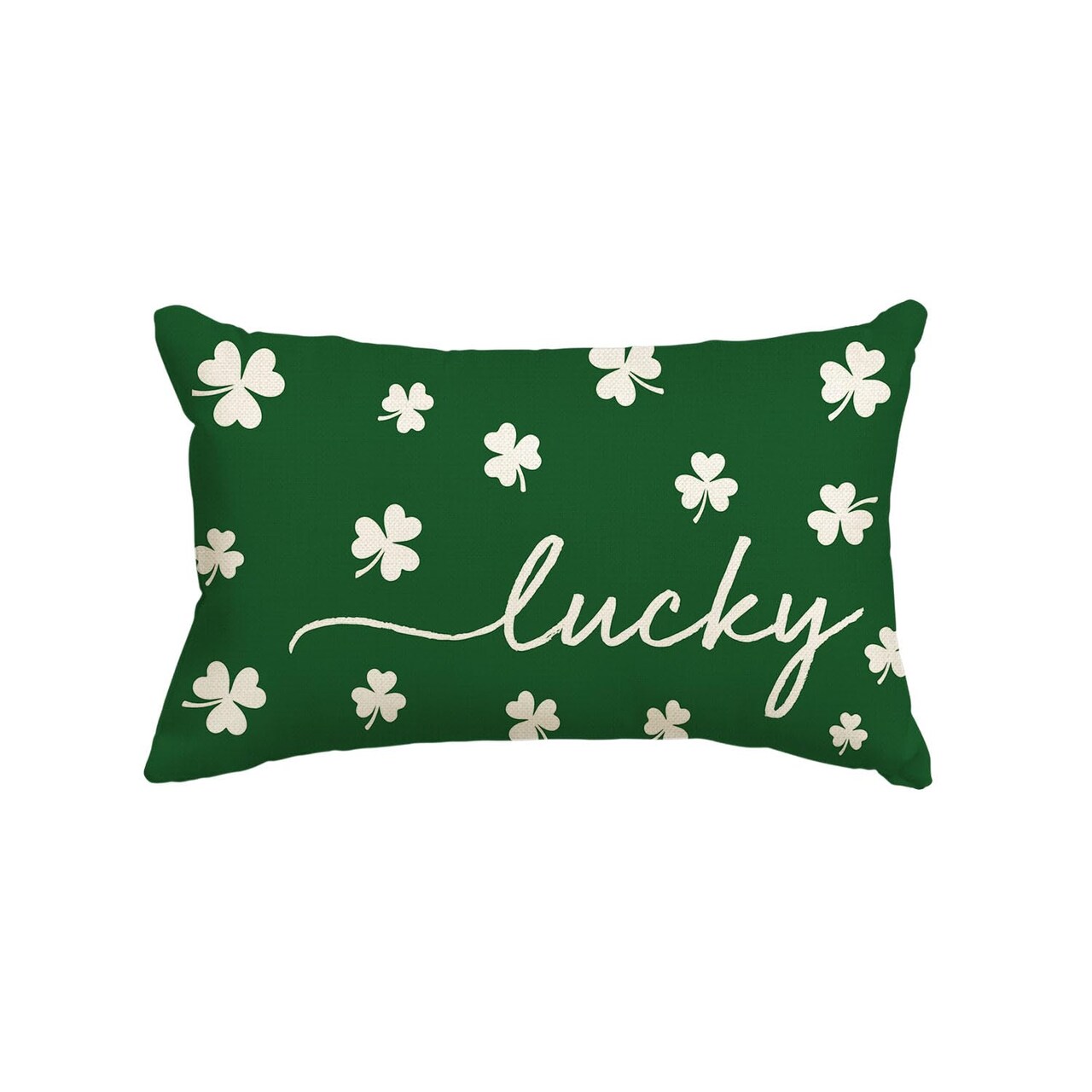 St Patricks Day Lucky Clover Throw Pillow Cover, 12 x 20 Inch Shamrock Green Cushion Case Decoration for Sofa Couch